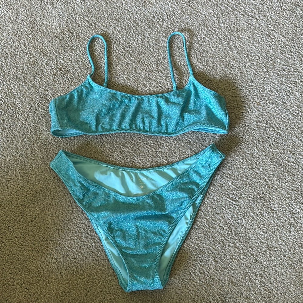Pac sun swimsuit. Bikini. Shimmery light blue, size large